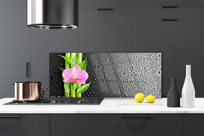 Painel vidro cozinha Planta de flor de caule de bambu