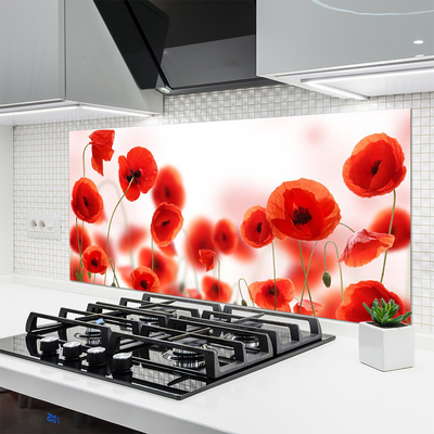 Painel vidro cozinha Papoulas Plantam Natureza