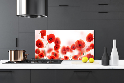 Painel vidro cozinha Papoulas Plantam Natureza