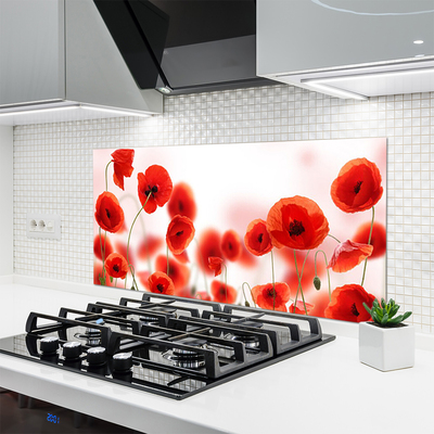 Painel vidro cozinha Papoulas Plantam Natureza