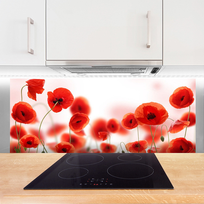 Painel vidro cozinha Papoulas Plantam Natureza