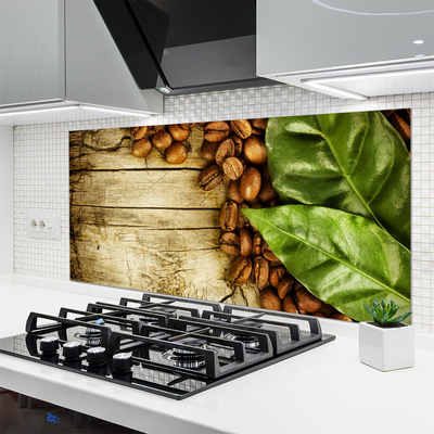 Painel cozinha Grãos de café folhas cozinha