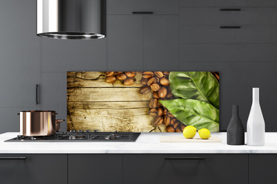 Painel cozinha Grãos de café folhas cozinha