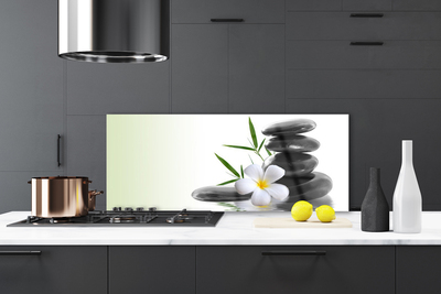 Painel vidro cozinha Arte em Pedras de Flores