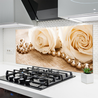 Painel vidro cozinha Planta de flores rosas