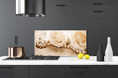 Painel vidro cozinha Planta de flores rosas