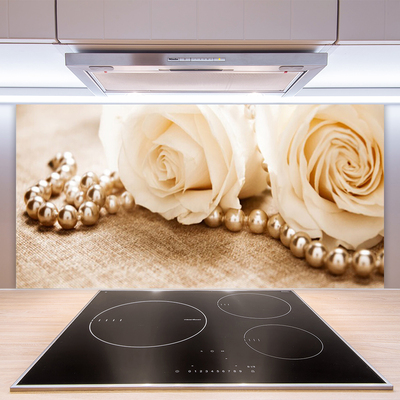 Painel vidro cozinha Planta de flores rosas