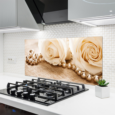 Painel vidro cozinha Planta de flores rosas