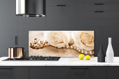 Painel vidro cozinha Planta de flores rosas