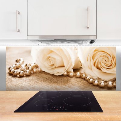 Painel vidro cozinha Planta de flores rosas