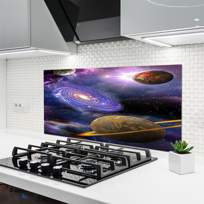 Painel vidro cozinha Espaço Planetas Universo
