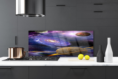 Painel vidro cozinha Espaço Planetas Universo