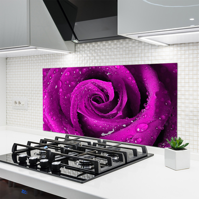 Painel vidro cozinha Rosa Flor Planta Natureza