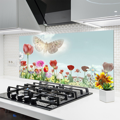 Painel vidro cozinha Flores Planta Natureza