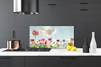 Painel vidro cozinha Flores Planta Natureza