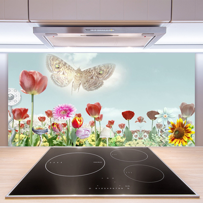 Painel vidro cozinha Flores Planta Natureza