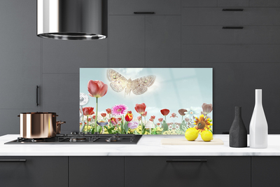 Painel vidro cozinha Flores Planta Natureza