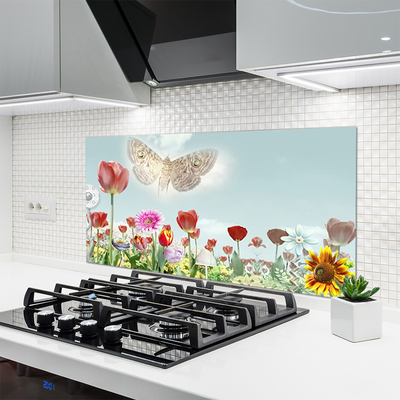 Painel vidro cozinha Flores Planta Natureza