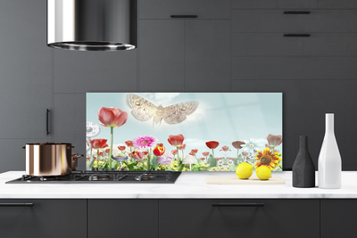 Painel vidro cozinha Flores Planta Natureza