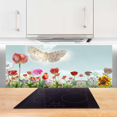 Painel vidro cozinha Flores Planta Natureza
