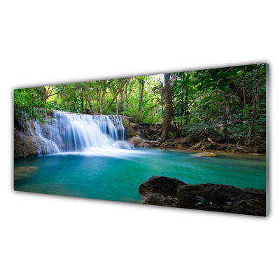 Painel vidro cozinha Cachoeira Lago Floresta Natureza