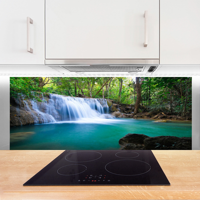 Painel vidro cozinha Cachoeira Lago Floresta Natureza