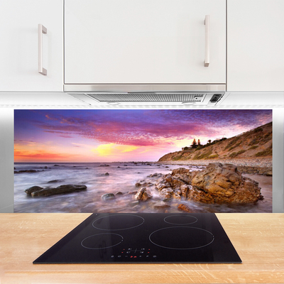 Painel vidro cozinha Paisagem de Pedras do Mar