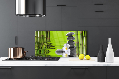 Painel vidro cozinha Planta de Pedras de Bambu