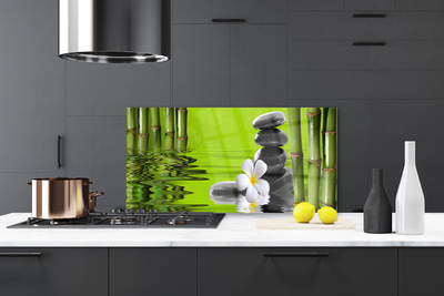 Painel vidro cozinha Planta de Pedras de Bambu