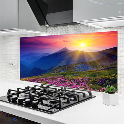 Painel cozinha Paisagem de prados floridos de montanhas