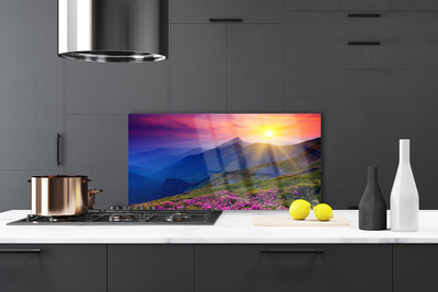 Painel cozinha Paisagem de prados floridos de montanhas