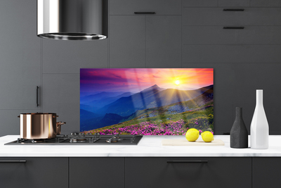 Painel cozinha Paisagem de prados floridos de montanhas