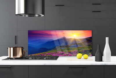 Painel cozinha Paisagem de prados floridos de montanhas