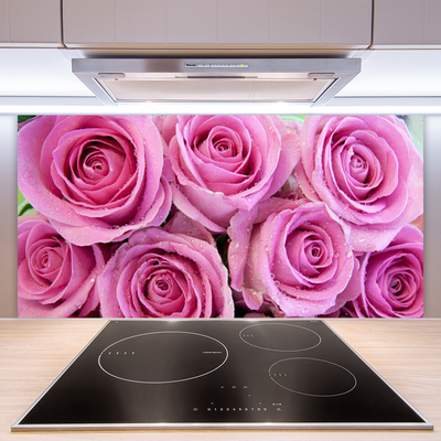 Painel cozinha Planta de flores rosas