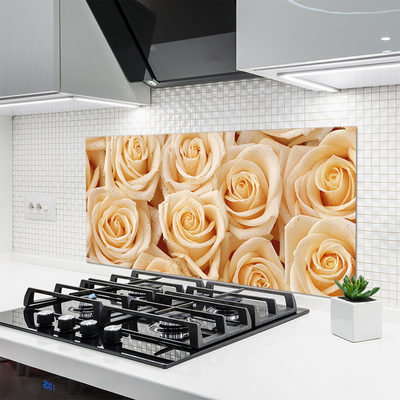 Painel vidro cozinha Planta de flores rosas
