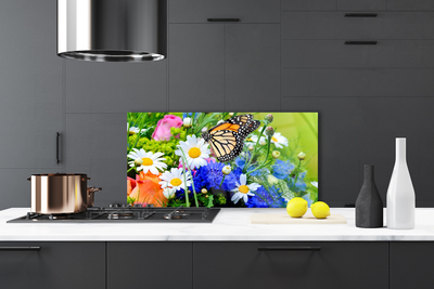 Painel vidro cozinha Flores Planta Natureza