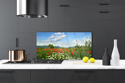 Painel vidro cozinha Flores do Prado Natureza Planta