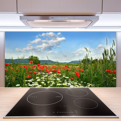 Painel vidro cozinha Flores do Prado Natureza Planta