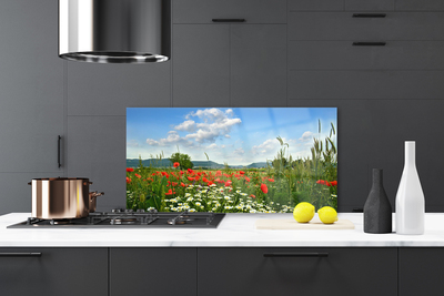 Painel vidro cozinha Flores do Prado Natureza Planta