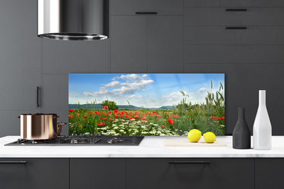 Painel vidro cozinha Flores do Prado Natureza Planta