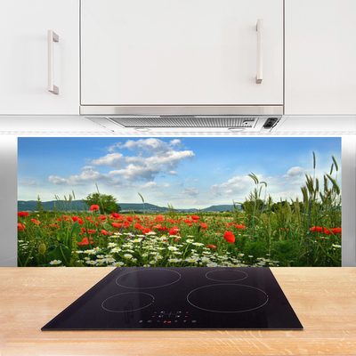 Painel vidro cozinha Flores do Prado Natureza Planta