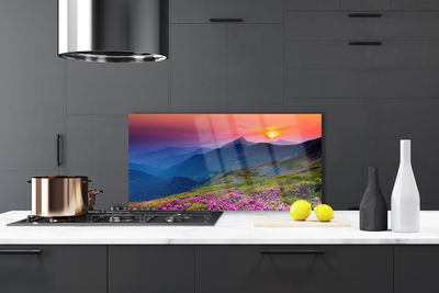 Painel cozinha Montanhas Prado Flores Paisagem