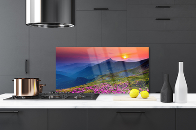 Painel cozinha Montanhas Prado Flores Paisagem
