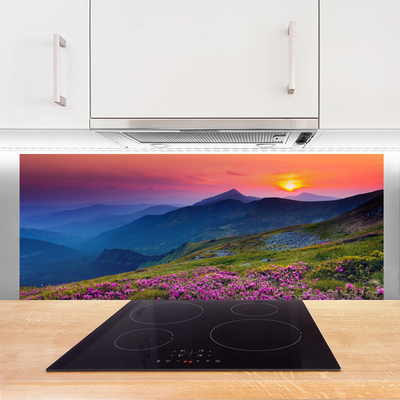 Painel cozinha Montanhas Prado Flores Paisagem
