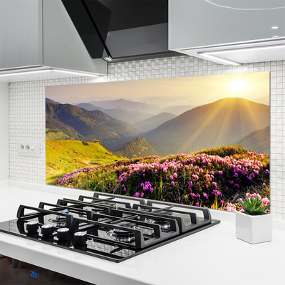 Painel vidro cozinha Paisagem de prados de montanha