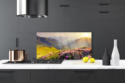 Painel vidro cozinha Paisagem de prados de montanha