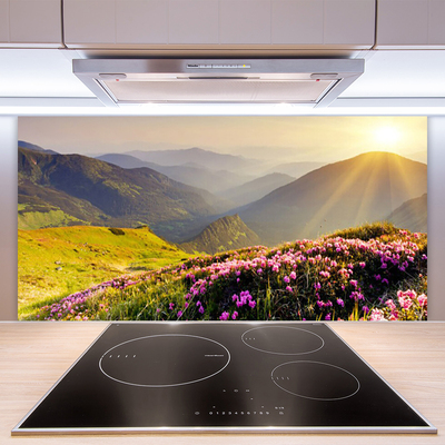Painel vidro cozinha Paisagem de prados de montanha