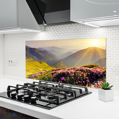 Painel vidro cozinha Paisagem de prados de montanha