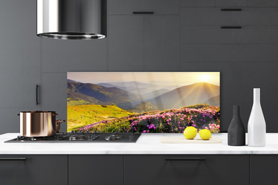 Painel vidro cozinha Paisagem de prados de montanha