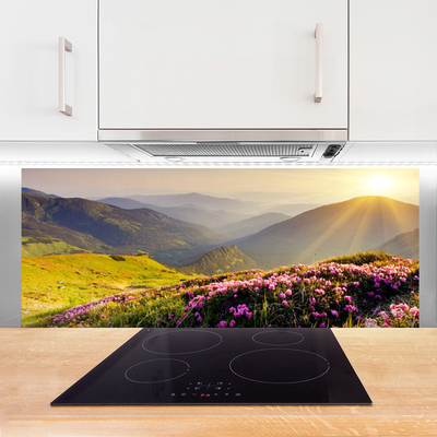 Painel vidro cozinha Paisagem de prados de montanha